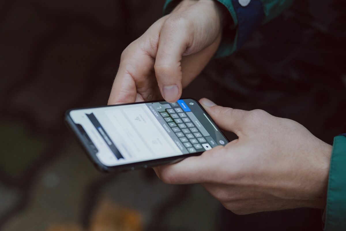 Typing a message on a smartphone
